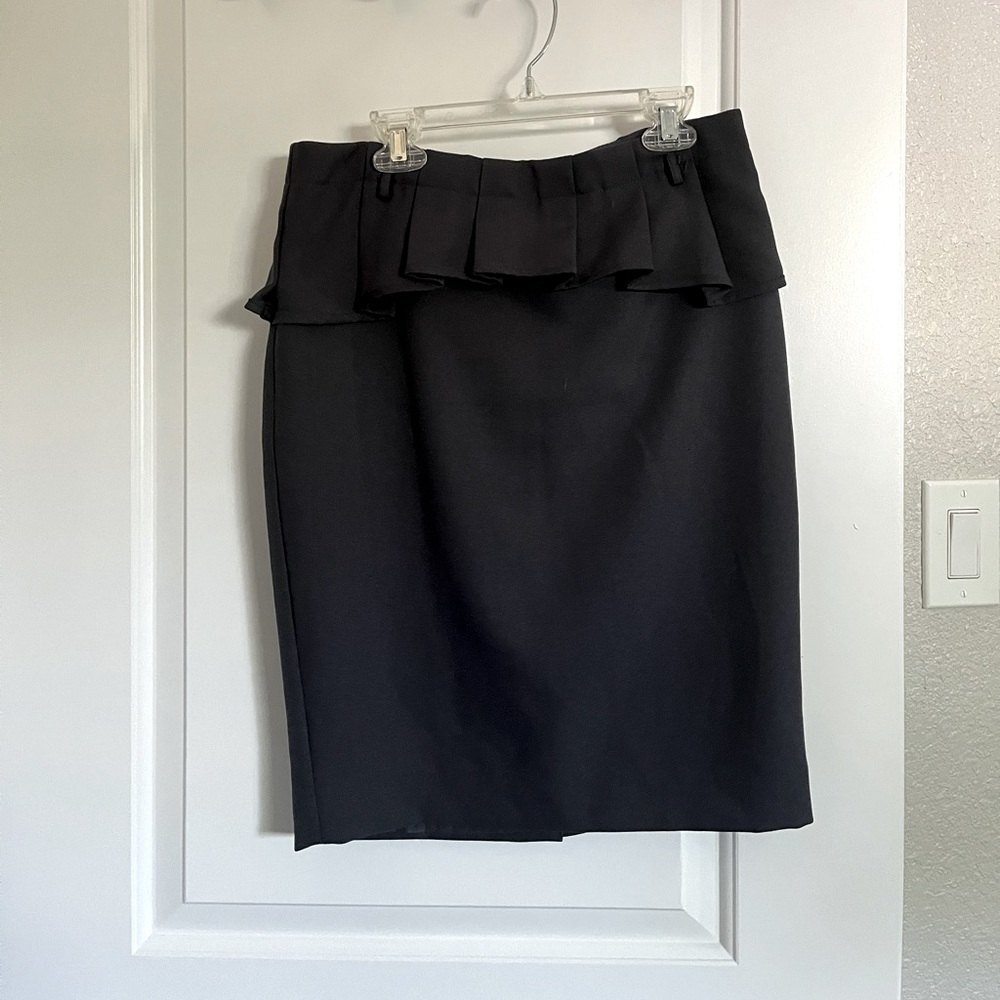 Dark Gray Peplum Pencil Skirt